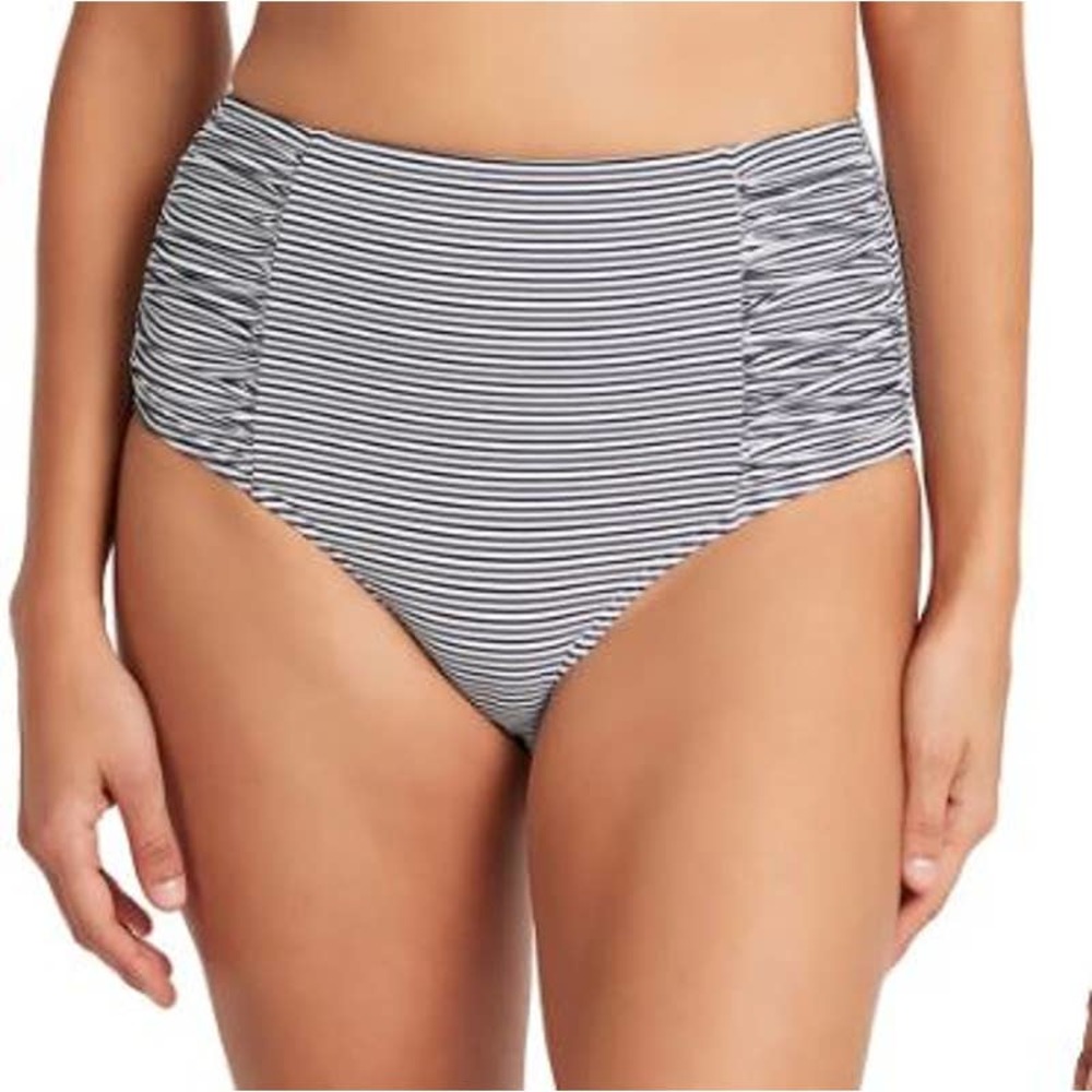 NWT Sea Level Positano High Waist Stripe Bikini Bottoms Size 8 Night Sky